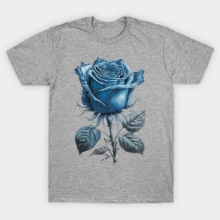 Blue Rose Drawing, Flower Drawing, Gift For Her T-Shirt